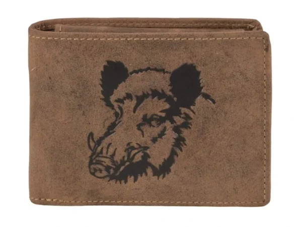 Greenburry Portafoglio 2 Scomparti "Cinghiale" Marrone in Pelle Vintage