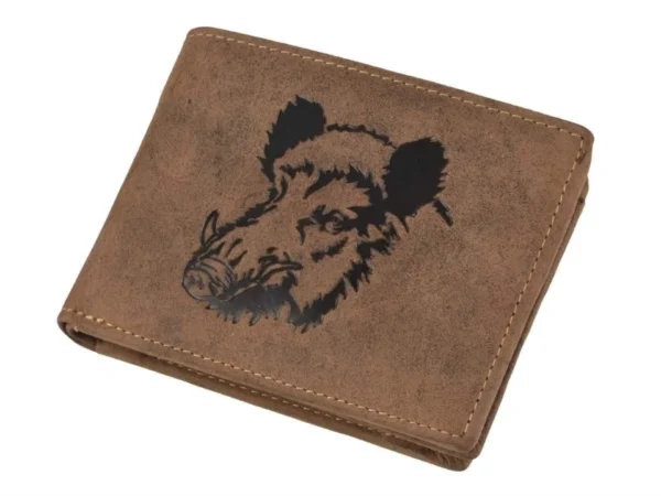 Greenburry Portafoglio 2 Scomparti "Cinghiale" Marrone in Pelle Vintage - immagine 2