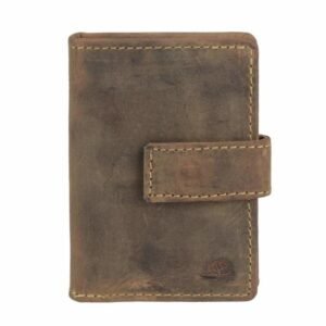 Greenburry Portacarte RFID Clip Case Marrone con Elastico Vintage