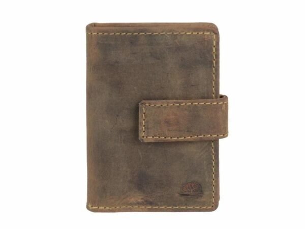 Greenburry Portacarte RFID Clip Case Marrone con Elastico Vintage