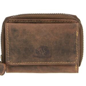 Greenburry Portafoglio con Zip e Chiusura Avvolgente Piccolo in Pelle Vintage