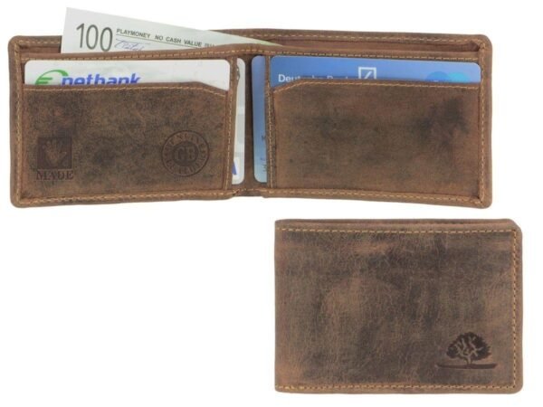 Greenburry Portafoglio Super Mini con 3 Scomparti per Carte Piatto in Pelle Vintage - immagine 3